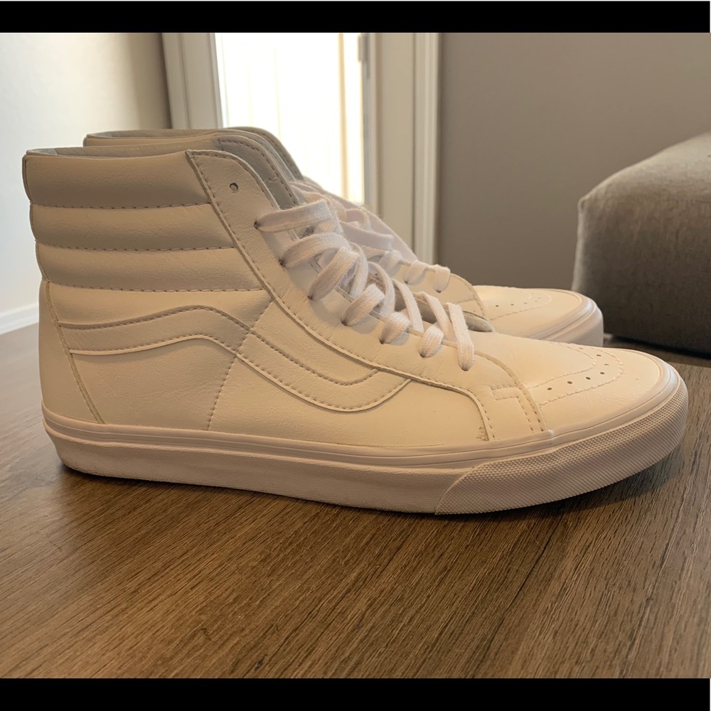 Vans Sk8 Hi Leather White’s (Size 9)